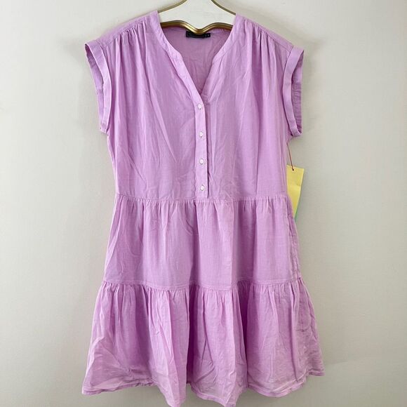 Vineyard Vines NEW Light Purple Tiered Ruffle Button Up Dress | Size Small - Picture 1 of 6